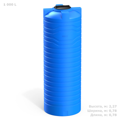 Ёмкость узкая Полимер-Групп N-1000 синий 1000 л. вертикальный (784x784x2275см;30кг;синий) - арт.552008