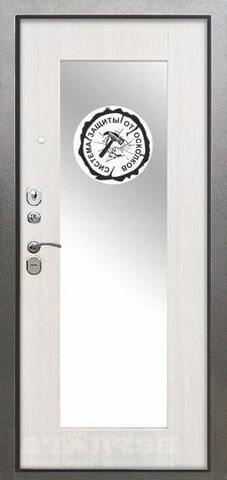 Теплая дверь входная Берлога Тринити Милли зеркало, 2 замка, 1,5 мм металл, (серебро антик+белый ясень) #3