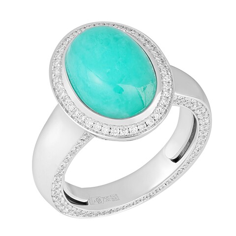 Кольцо С Турмалином Параиба и Бриллиантами, R0029-4/3