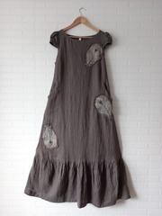 Лана. Платье женское льняное с ультракоротким рукавом и вышивкой PL-42147