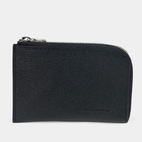 Кошелек кожаный, сафьяно черного цвета