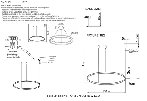 Подвесная светодиодная люстра Crystal Lux FORTUNA SP88W LED BLACK