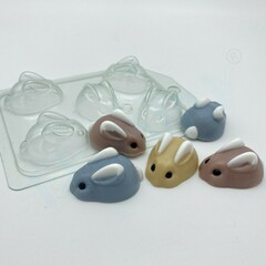 Форма пластиковая для конфет Заяц Вид сверху МИНИ (5 ячеек)