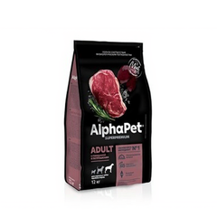 Сухой корм для щенков сухой AlphaPet Superpremium для животных крупных пород до 6 мес, с говядиной, 12 кг