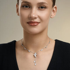 94071367- Колье ЛЕПЕСТКИ из серебра 925 пробы с фианитами