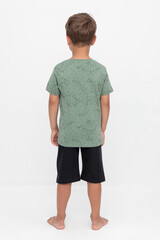 пижама  для мальчика  К 1614/динозавры на зеленом,черный
