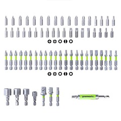 GREENWORKS Набор бит, торцевых головок и адаптеров в кейсе 70 шт. (2944407)