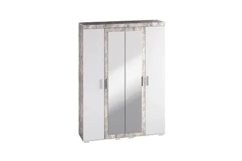 Шкаф четырёхстворчатый Инстайл бетон / белый