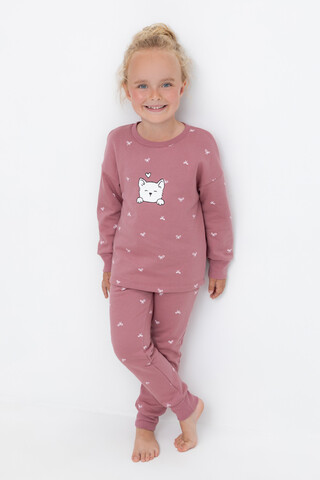 пижама  для девочки  К 1581/темная пудра,бантики