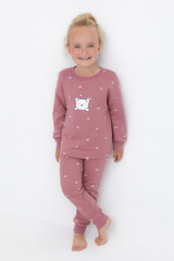 пижама  для девочки  К 1581/темная пудра,бантики