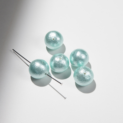 Хлопковый жемчуг, оттенок "Aqua", шар 10мм, сквозное отверстие