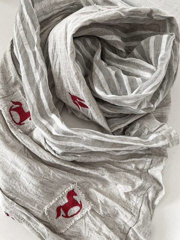 Шарф льняной комби. со штампами 