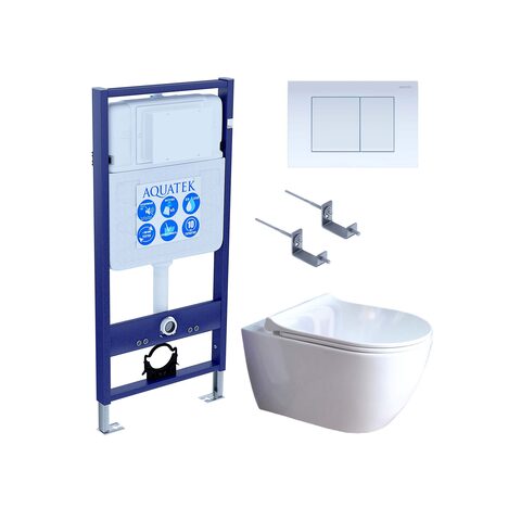 Aquatek SET Aquatek ПОЛАРИС-01-009 4в1 SET Aquatek ПОЛАРИС (рама Aquatek Standard INS-0000012+унитаз ПОЛАРИС AQ0700-01 с тонким сиденьем soft-close+ крепеж KKI-0000002 +панель KDI-0000009)