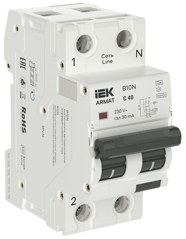 ARMAT АВДТ B10N 1P+N C40 30мА тип A (36мм) IEK
