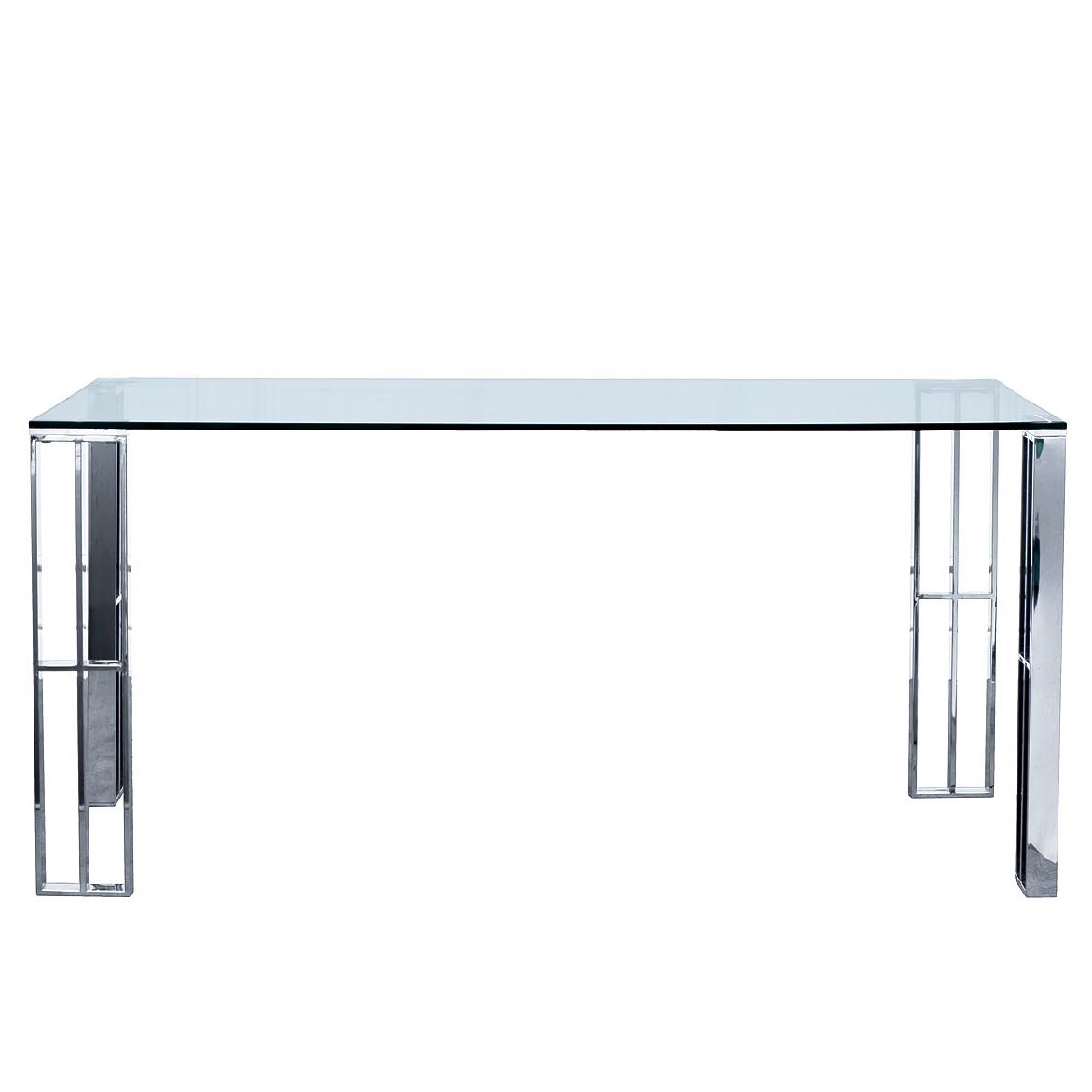 металлический стол со стеклянной столешницей