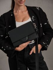 Сумка кожаная через плечо черная