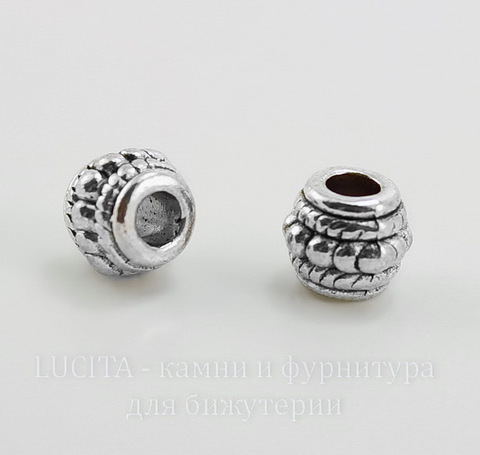 Бусина металлическая "Плетенка" 8х7 мм (цвет - античное серебро), 10 штук ()