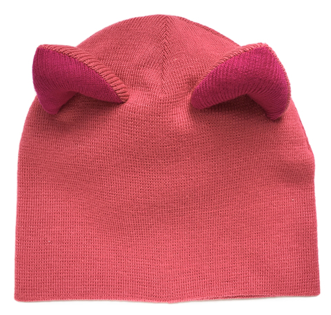 Женская розовая зимняя шапочка с кошачьими ушками