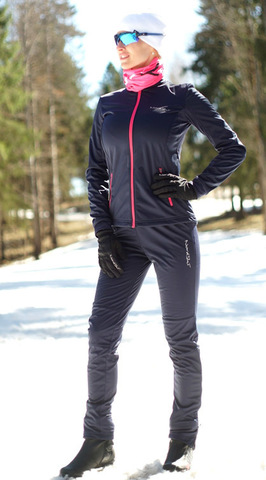 Женский утеплённый лыжный костюм Nordski Motion 2019 BlueBerry/Pink с лямками