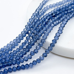 Бусины стекло, цвет темно-синий, размер около 3*4 мм, цена за нить 38 см