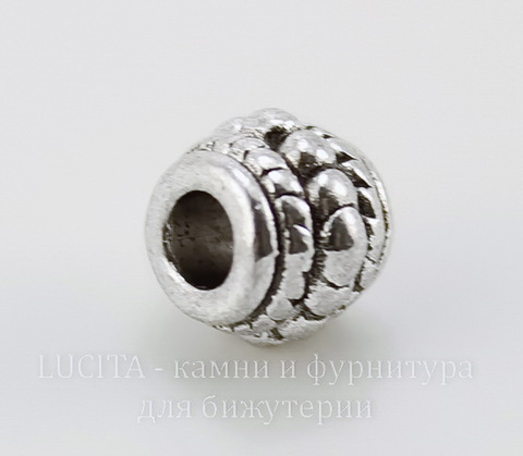 Бусина металлическая "Плетенка" 8х7 мм (цвет - античное серебро), 10 штук ()