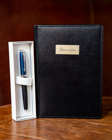 Набор с гравировкой: Ежедневник  и ручка роллер Parker (Паркер) IM Premium SE Blue origin123