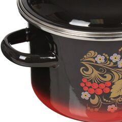 Кастрюля сталь, эмал, 3 л, с крыш, СтальЭмаль, Рябина, 7RD181M/7RD181S, индукц