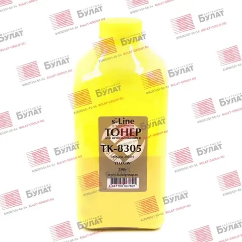 Тонер с девелопером БУЛАТ s-Line TK-8305 для Kyocera TASKalfa 3050ci (Жёлтый, банка 390 г)