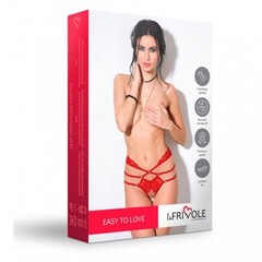 Кружевные трусики с доступом и высокой талией красные Le Frivole Easy to love (L/XL, 46-48)