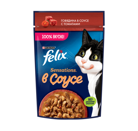 Felix Sensations Sauce Surprise пауч для взрослых кошек говядина томат 75 г