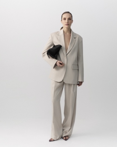 Брюки из шерсти Лоро Пиана молочный