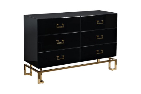Комод с ящиками 82x42x120см Garda Decor черный с золотой фурнитурой