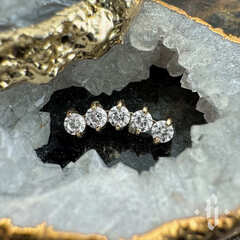 Кластер "Prium v.2 5 Stones" - Желтое золото - White CZ