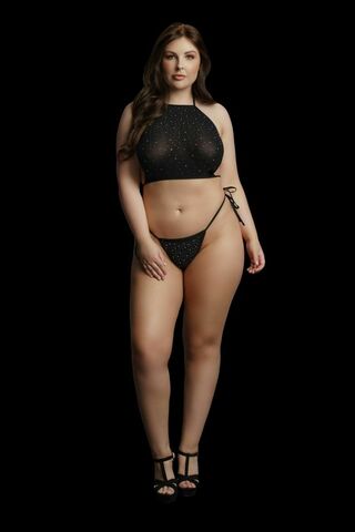 Стильный комплект Festive Rhinestone Top and Thong со стразами - Shots Media BV Le Desir DCH001BLKOSX