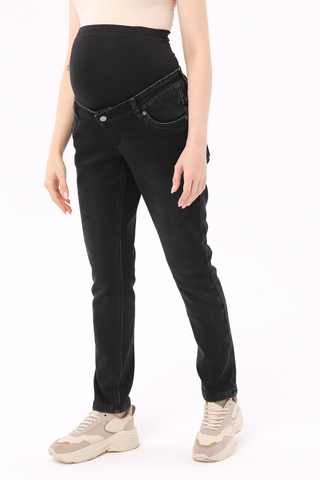 Утепленные джинсы для беременных (STRAIGHT CUT) 14156 черный