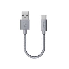 USB дата-кабель Deppa ALUM SHORT USB - USB Type-C алюминий/ нейлон (0.15м) Графитовый