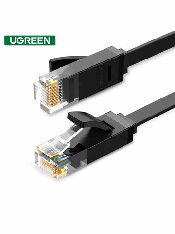Кабель сетевой плоский  UGREEN NW102 (50172) Cat 6 8-Core U/UTP Flat Ethernet Cable. Цвет: 0,5м. Цвет: черный