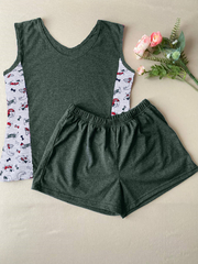 Пижама с шортами КН-058Х/зеленыймеланж-собачки