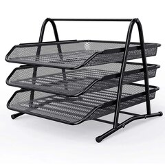 
          Лоток для бумаг горизонтальный, сборный, секционный Alingar, 3 отделения, металл, черный