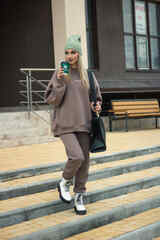 Свитшот женский оверсайз с начесом нюд