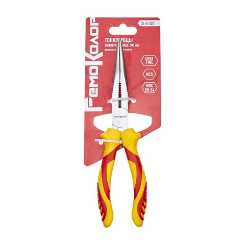 34-5-320 Тонкогубцы FINE, 200 мм, HCS, двухкомпонентные рукоятки РемоКолор