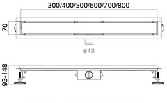 Трап сливной HAIBA HB94600 70х600 сатин