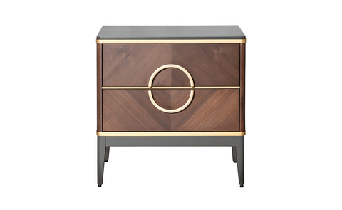 Тумба прикроватная Garda Decor шпон 2 ящика 60*60*40 см