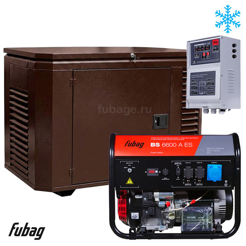 Бензиновый генератор в зимнем кожухе с блоком АВР Fubag BS 6600 A ES/1200SCW RAL 8019