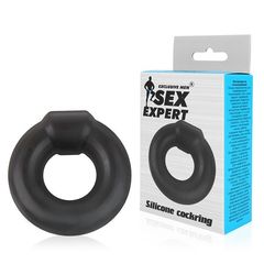 Черное силиконовое круглое эрекционное кольцо Sex Expert - 