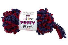 ALIZE "PUFFY MORE", 100% Микрополиэстер, 150 гр, 11,5 м, 6268 красный/синий