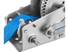 ЗУБР 1.1 т, 10 м, ручная барабанная тяговая ленточная лебедка, Профессионал (43115-1.1)