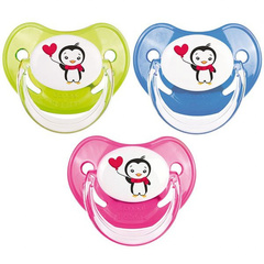 Пустышка анатомическая силиконовая, 6-18 Penguins (розовый)