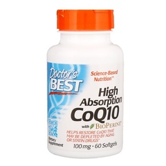 Doctor's Best, High Absorption CoQ10 with BioPerine, 100 мг, 60 мягких желатиновых капсул