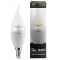 Лампа Gauss LED Candle Tailad Crystal Clear 6W E14 4100K 104201206-D